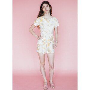 SAMANTHA PLEET Park Romper Citrus Print Silk Coquette Quirky Abstract Ethereal